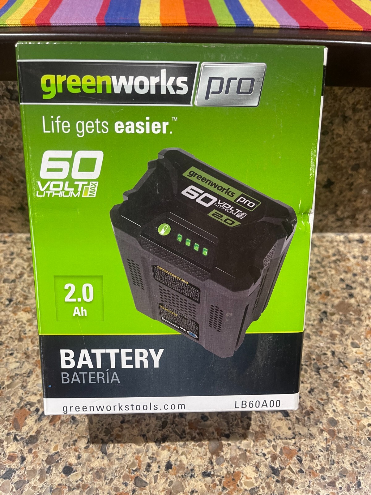 NEW!! Greenworks Pro 60V 60-Volt Max 2 Ah Lithium Ion (li-ion) Battery – LB60A00