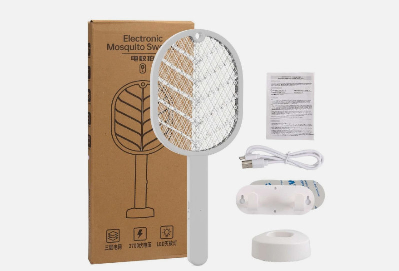 Handheld USB Rechargeable Mosquito Fly Swatter Zapper Killer Bug Insect Racket
