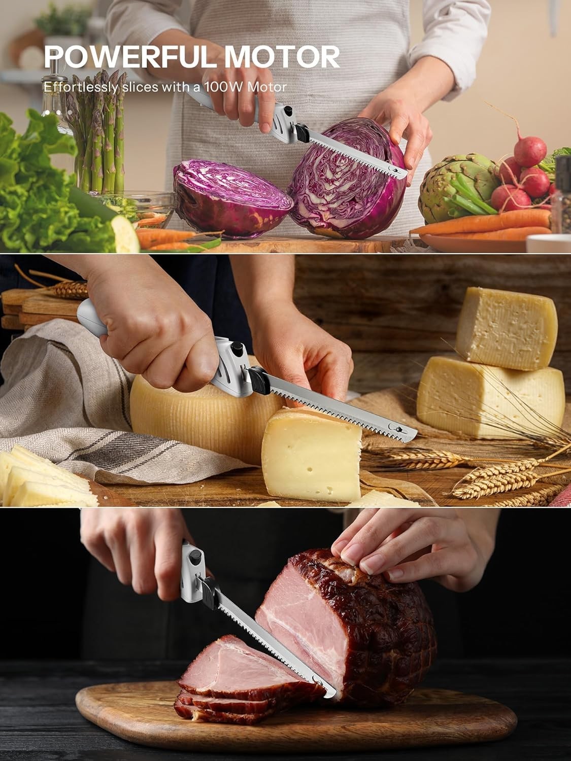 Ambidextrous Z3042 Electric Knife for Easy Meat & Bread Carving – Modern Design