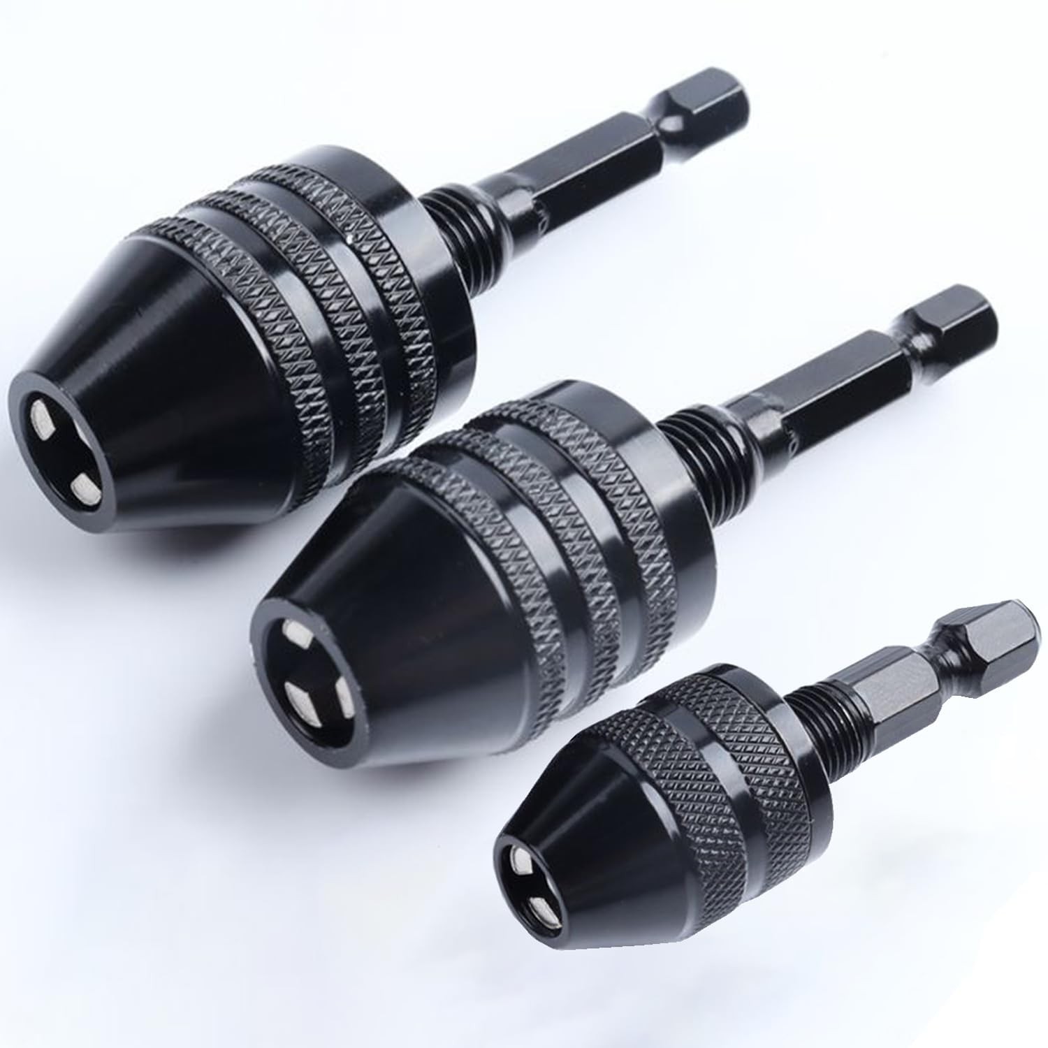 Resze Keyless Drill Chuck Adapter – 3Pcs Chucks for Impact Black