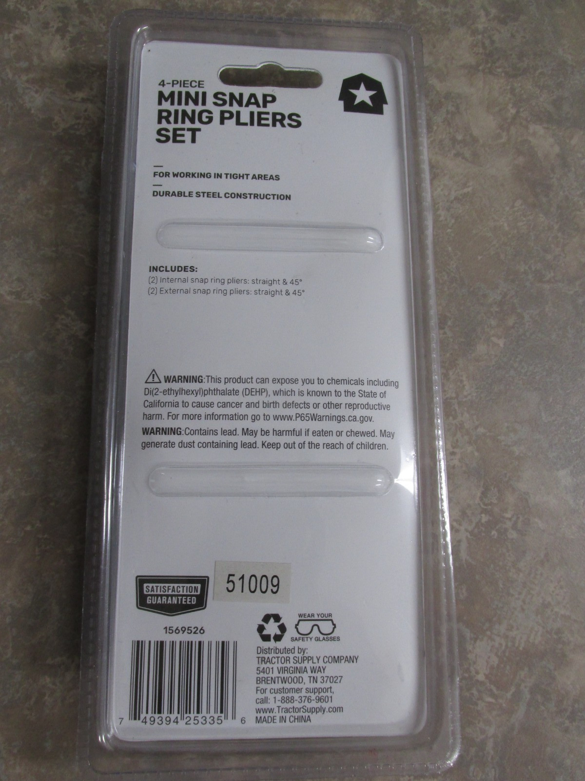 4 Piece Mini Snap Ring Pliers Set by
