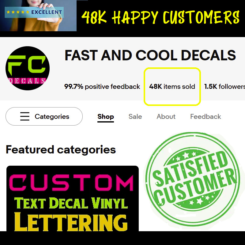 Custom Text Vinyl Lettering Sticker Decal Personalized -ANY TEXT – ANY NAME – [3