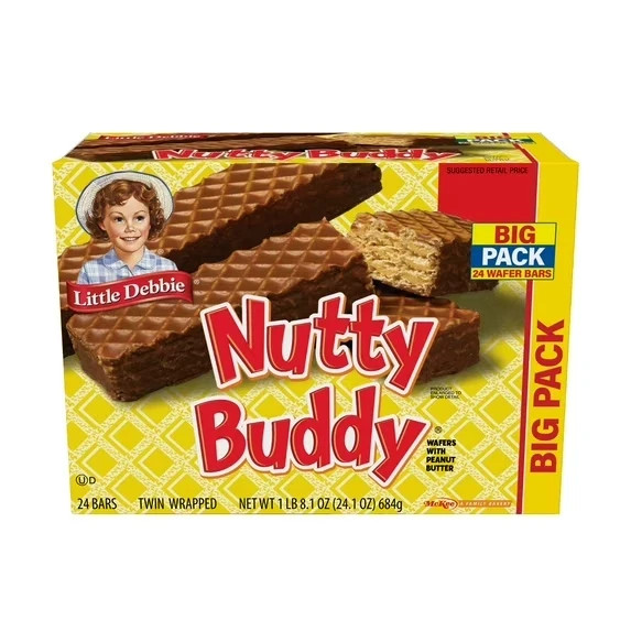 Little Debbie Big Pack Nuddy Buddy Wafer Bars, 24.1 oz (24 count)