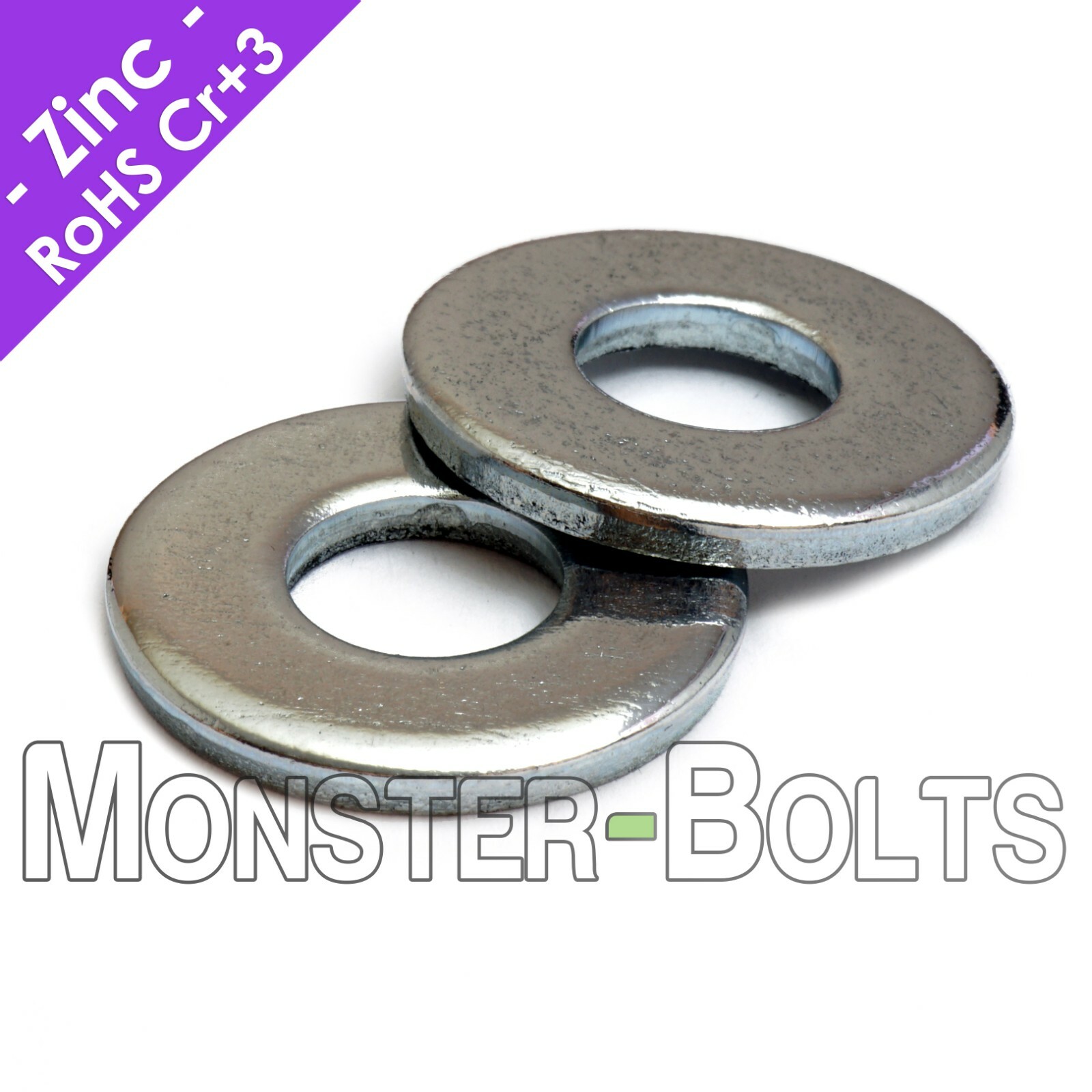 US / Inch – USS Flat Washers, Cr+3 Zinc Plated Steel, #10 3/16″ 1/4″ 5/16″ 3/8″