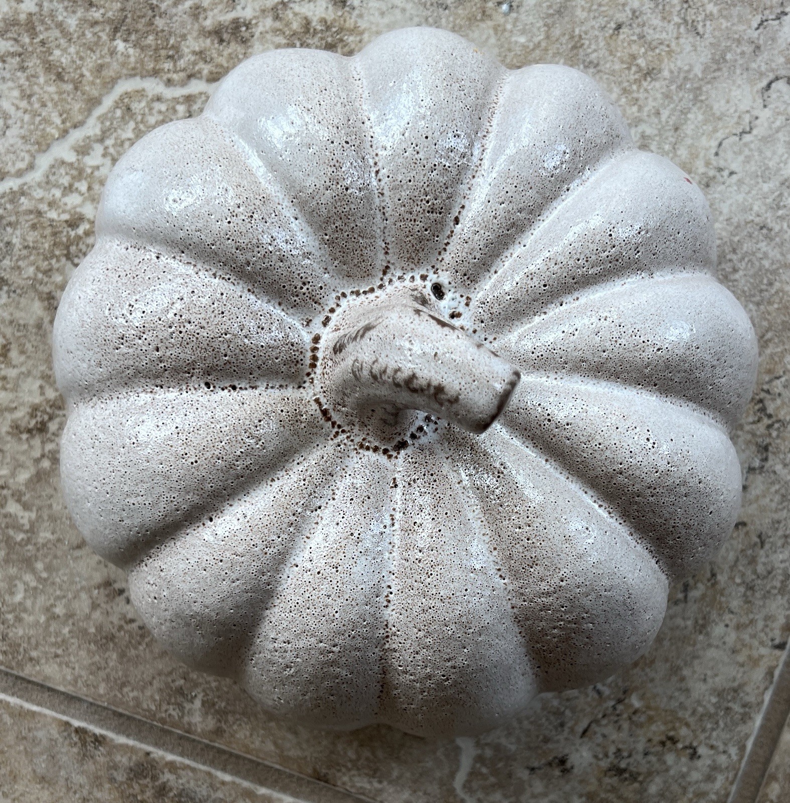 7 in pottery barn white Slightly Brown ceramic pumpkin