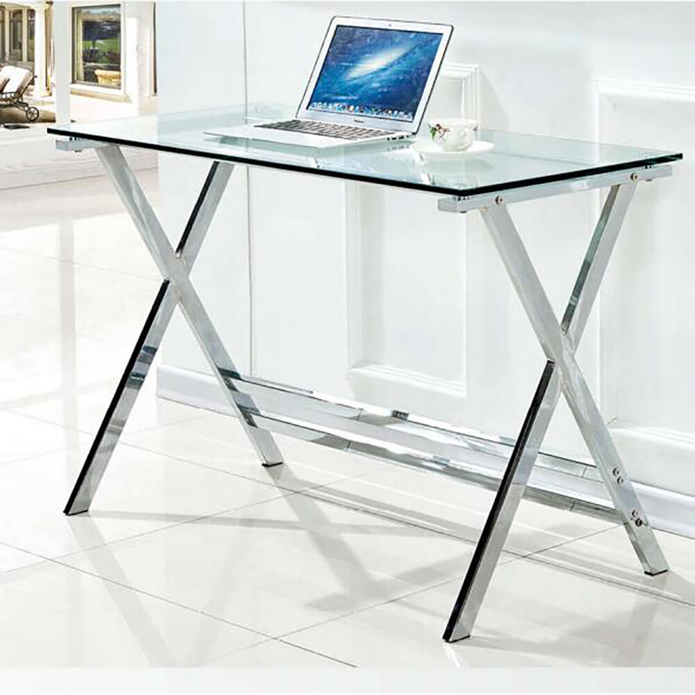 Glass Computer Desk, Student Writing Study Gaming Desk, Home Office Desk