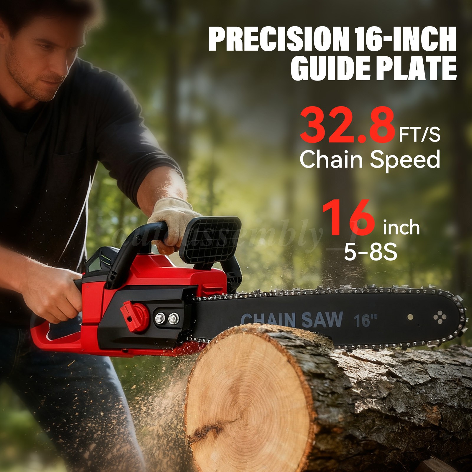 16″ Cordless Electric Chainsaw 42V Brushless Handheld Chain Saw 2Battery&Charger