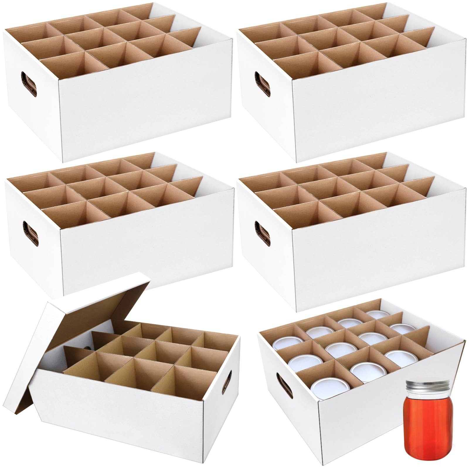 6 Pieces Mason Jar Storage Box for Quart Size Canning, Cardboard Organizer Ho