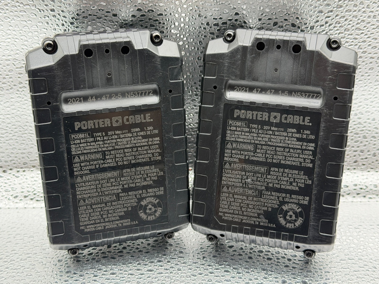 [2-PACK] PORTER CABLE [PCC681L] GENUINE 20V 1.3AH LITHIUM ION BATTERY