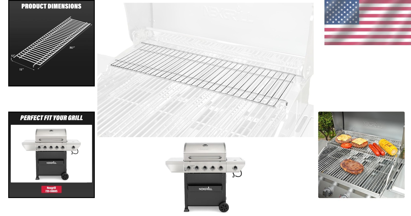 Nexgrill 720-0888S Warming Rack – Stainless Steel, Easy to Clean, 25.7″ x 7.2″