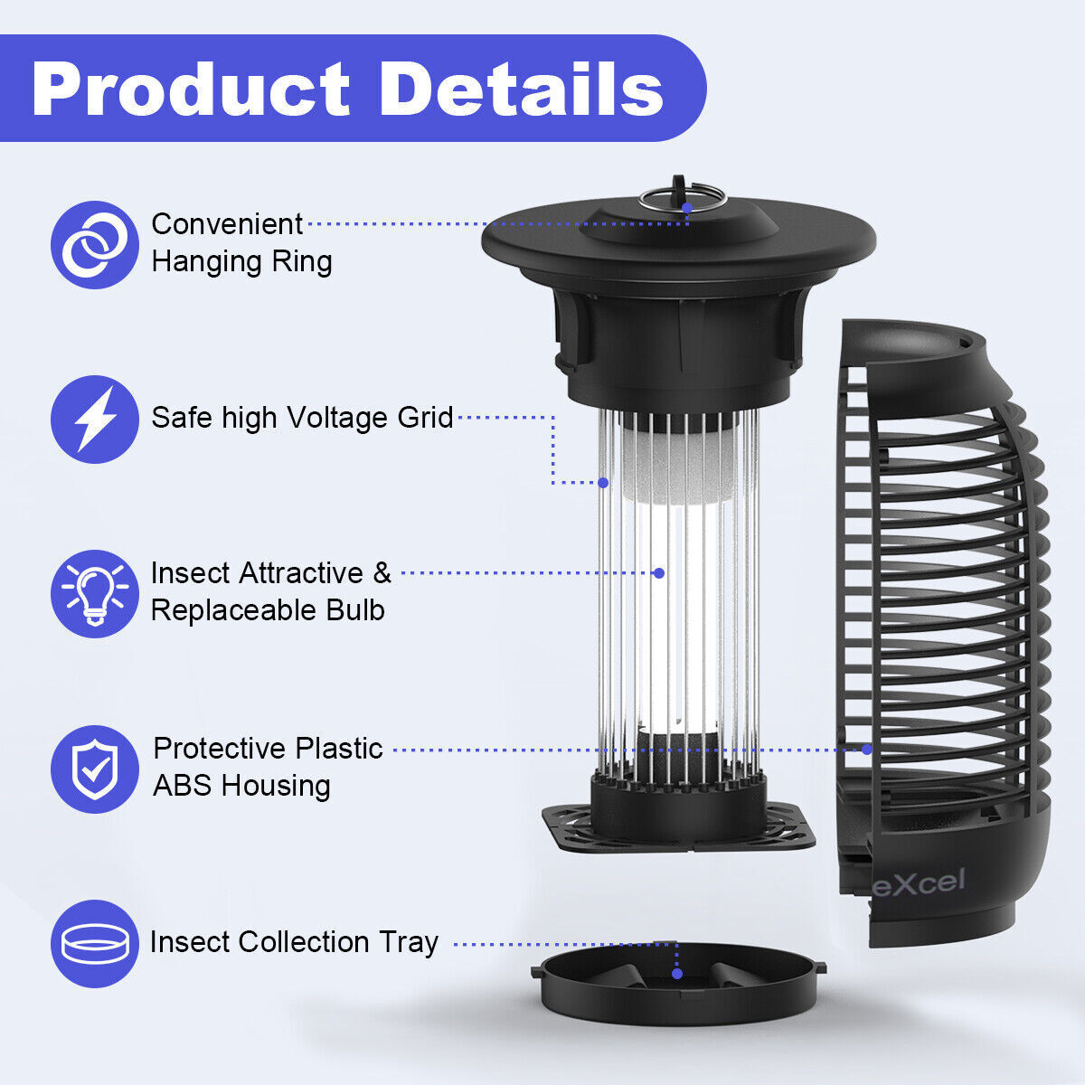 Mosquito Fly Bug Insect Zapper Killer Electronic Light Trap Lamp Indoor Outdoor