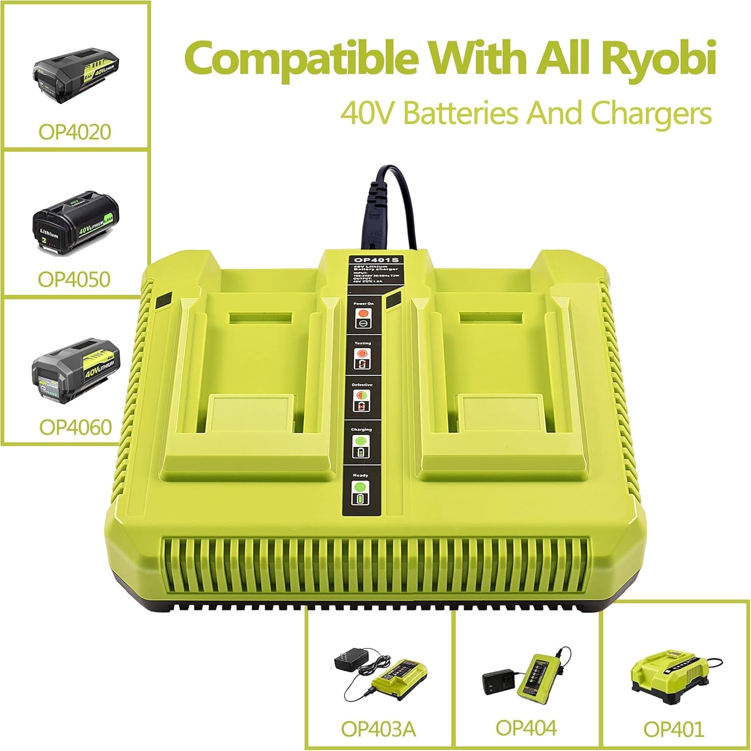40V Charger ,OP401 40 Volt Lithium ion Battery Dual Charger for OP4015
