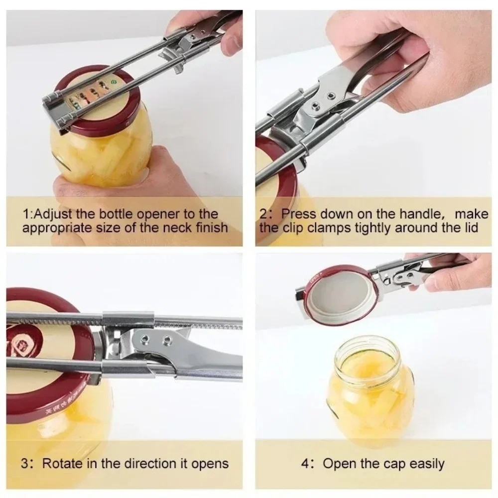 2Pack Adjustable Stainless Steel Jar Opener for Seniors Arthritis Weak Hand Tool