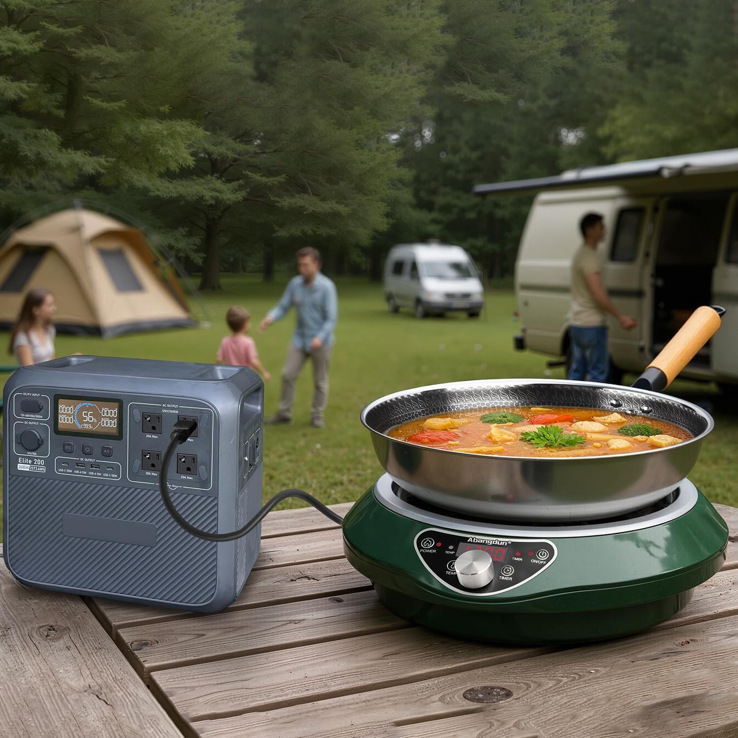 Abangdun 1700W 100V～185V Induction Cooktop Wok With Pan Electric Stove Burner