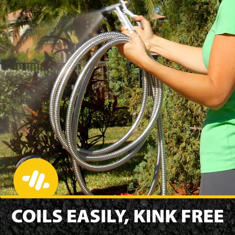 Bionic Steel Metal Garden Hose – Heavy Duty 304 Stainless Steel Lifetime Hose