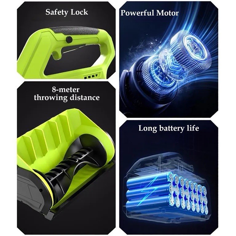 Cordless Battery Power Snow Shovel Folding Handle 51.2in Green