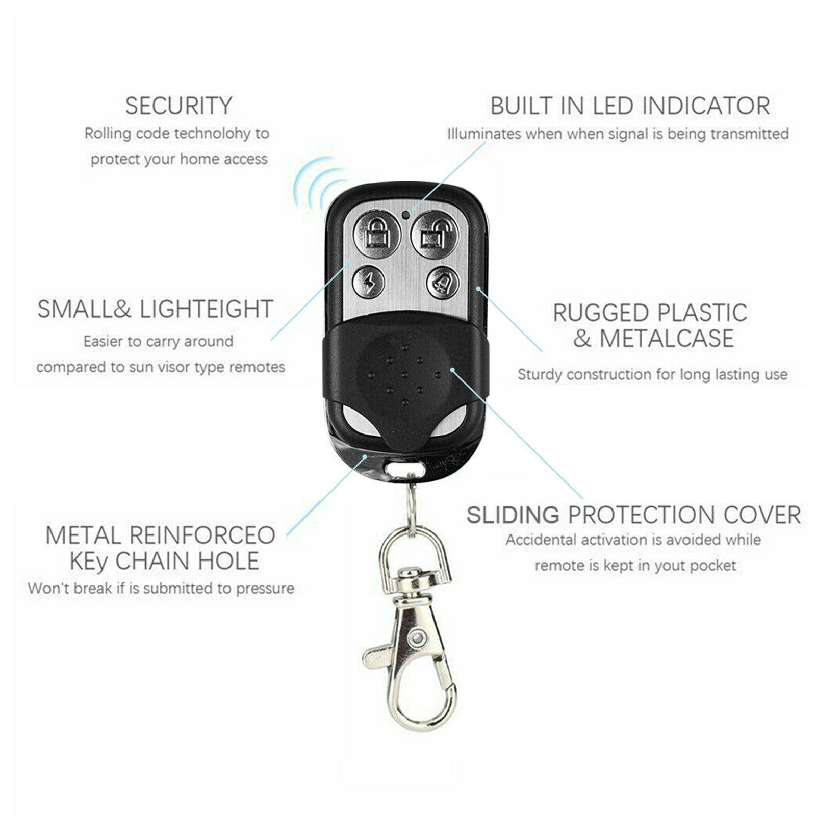 Universal Cloning Electric Gate Door Garage Remote Control Key Fob 433mhz Cloner