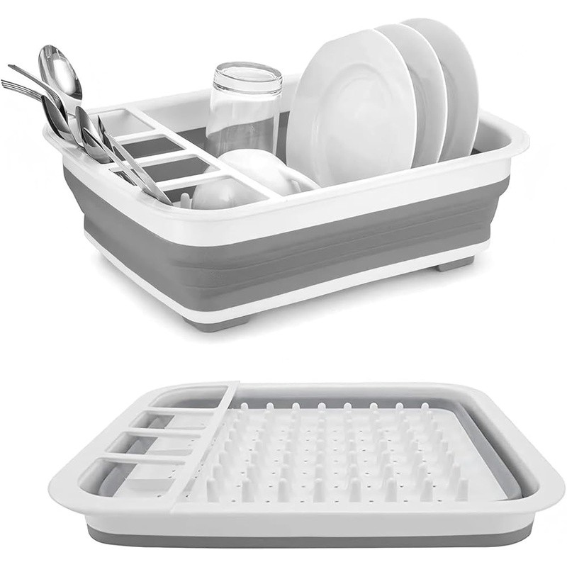 2-Pack Kitchen Collapsible Dish Rack Drainer Folding Drying Board Space Save