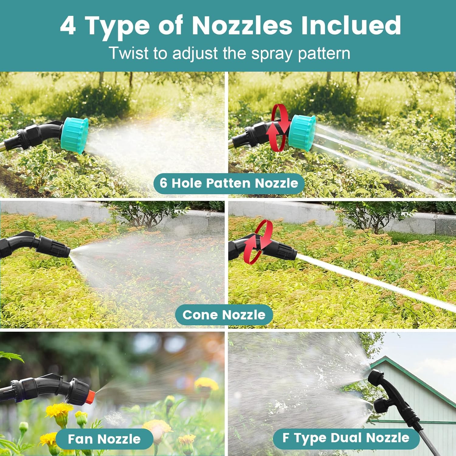 Battery Powered Sprayer 1.35 Gallon, 2026 Electric Garden Sprayer with 3 Adjusta