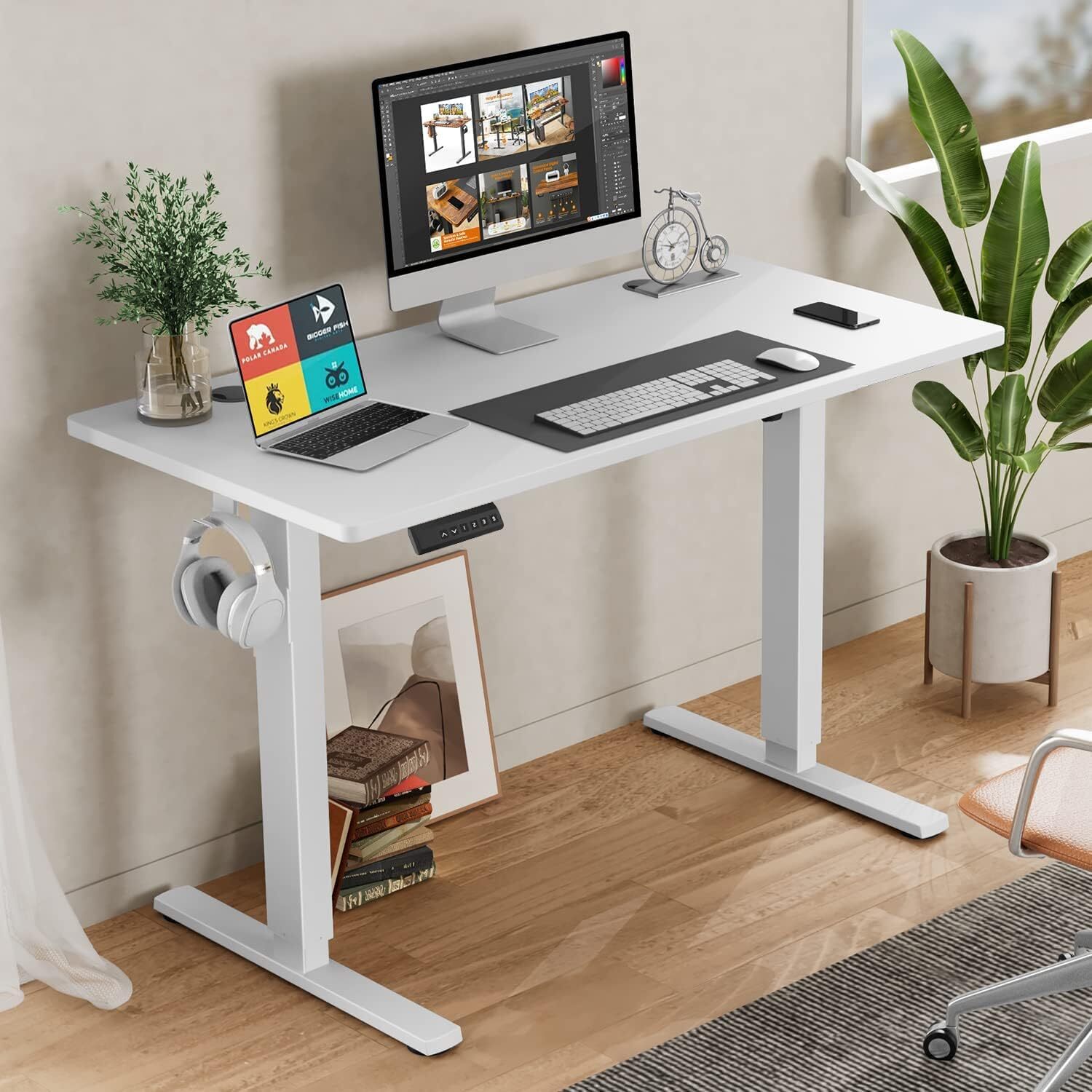 40-63 Inch Electric Height Adjustable Desk Home Office Standing Computer Table