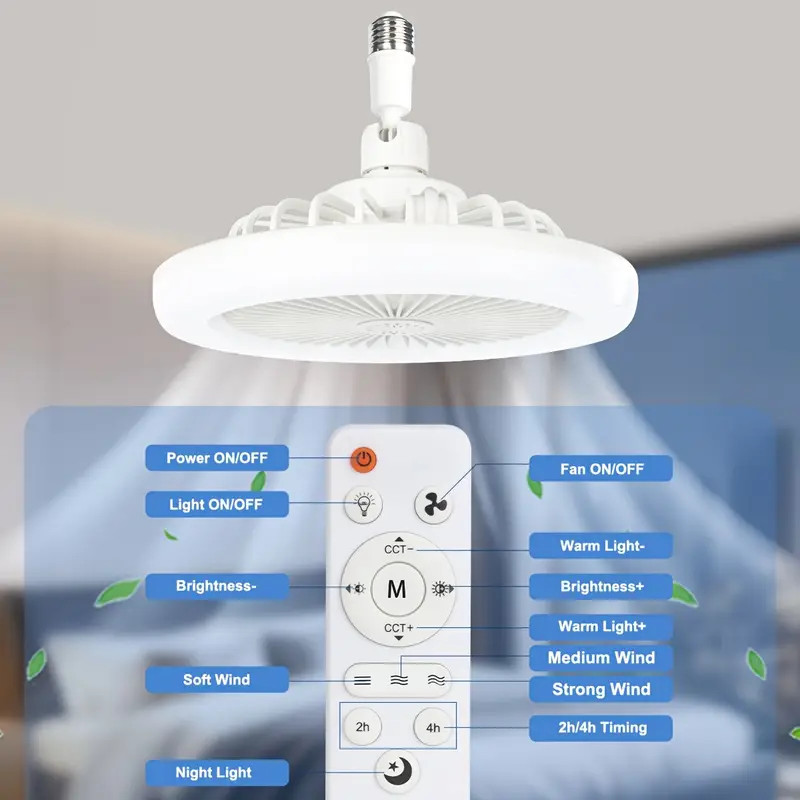 Dimmable Ceiling Fan with Lights and Remote Socket Fan light with Dimmable Led