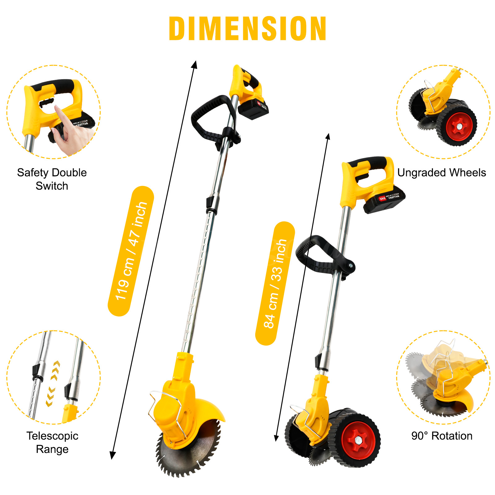 Cordless Weed Eater Electric Brush Cutter Lawn Edger Grass String Trimmer 4.0Ah