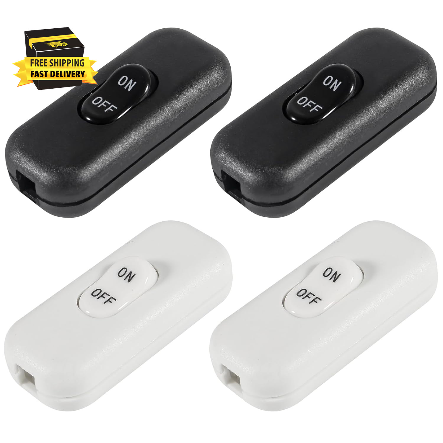 4 Pack Inline Cord Switch AC 250V 6A On-Off,Lamp Cord Button Torpedo Switch, Ele