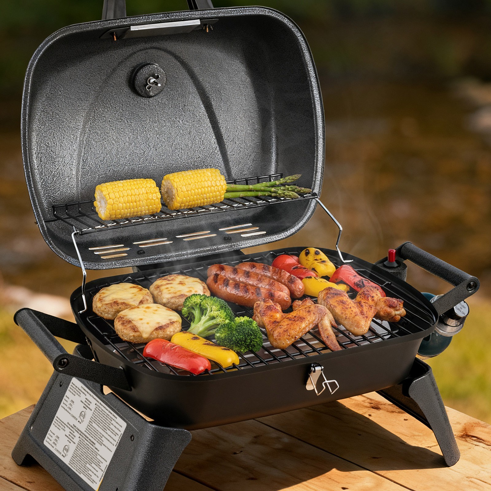 Royal Gourmet Portable Tabletop Gas Grill with Foldable Leg for Outdoor Camping