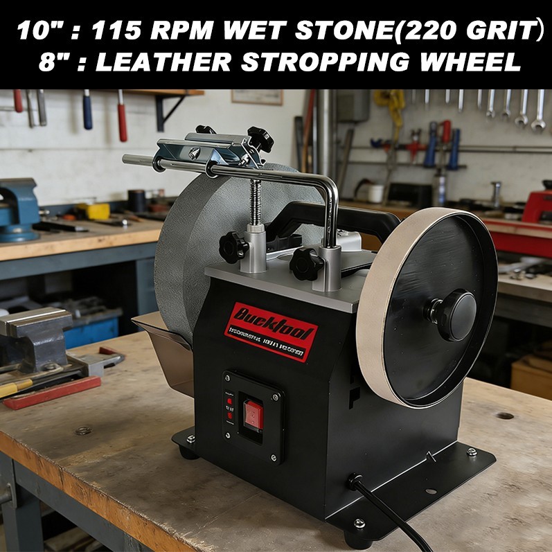 BUCKTOOL 10″ knife grinder 1.6-Amp Two-Direction Water Cooled Wet Stone Grinder