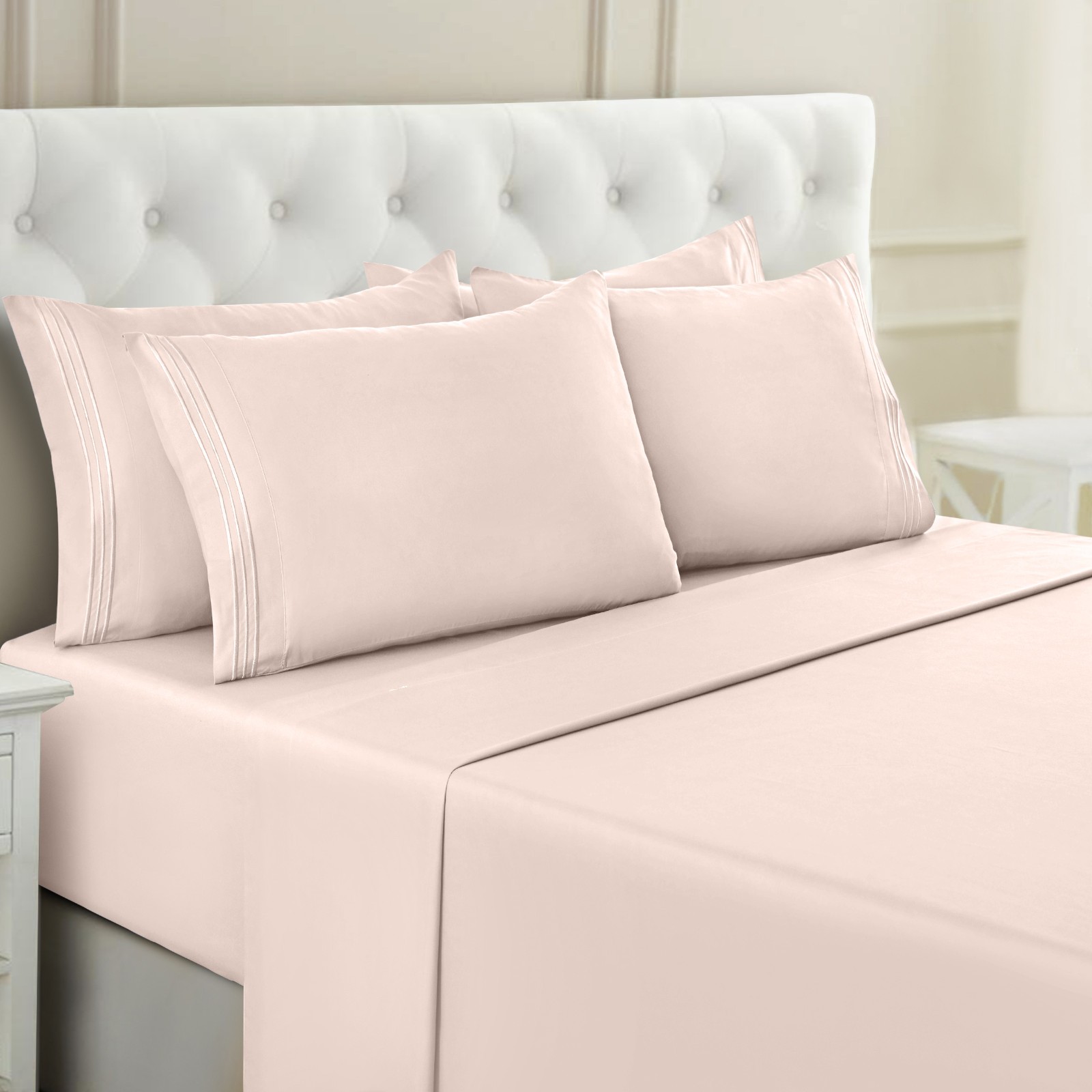 1800 Series 6 Piece Bed Sheet Set Soft Deep Pocket Twin King Queen Full Sheets