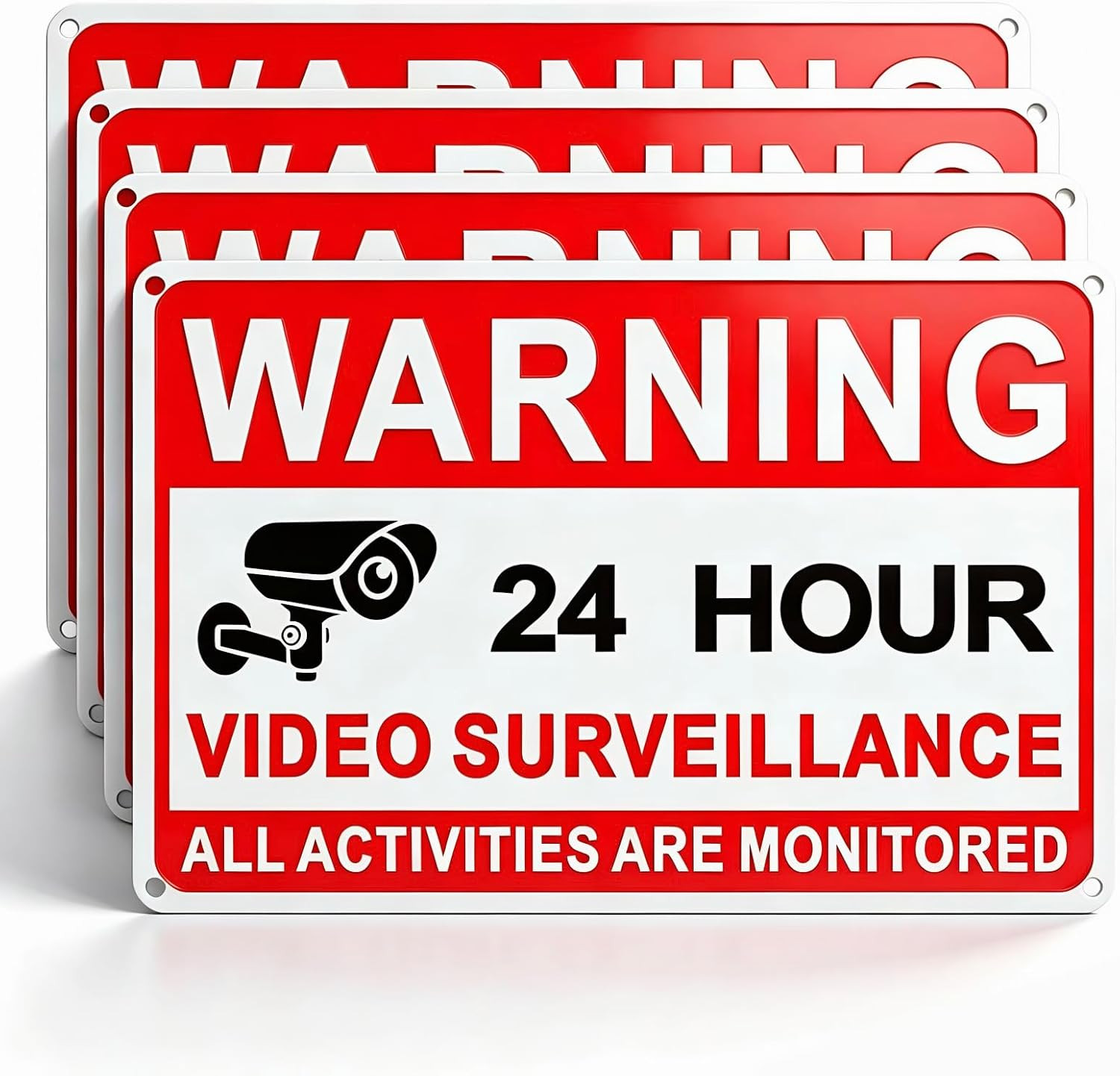 **4 Pack Video Surveillance Signs 8×12″ No Trespassing Metal Security Warning**