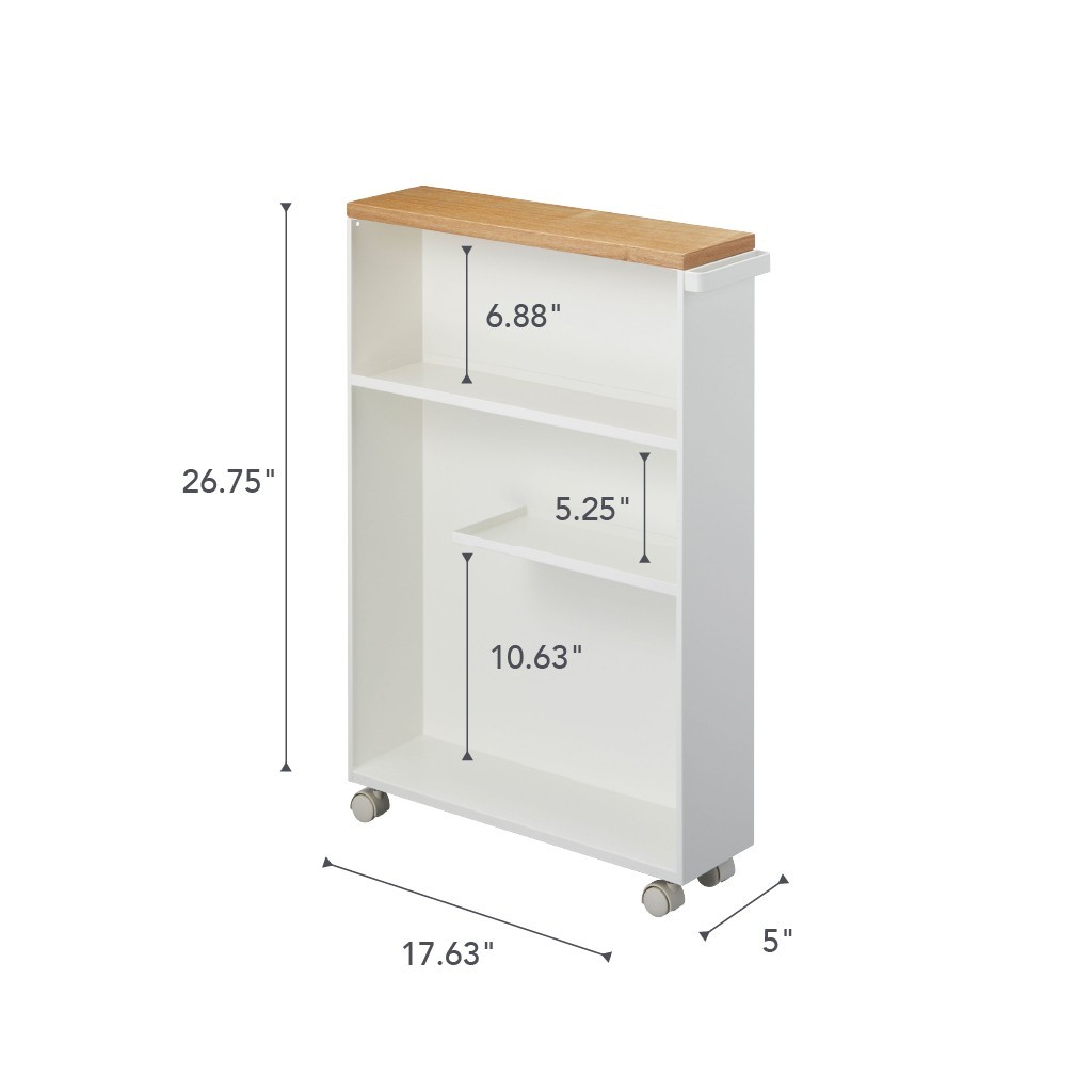 Yamazaki Home TOWER Slim Rolling Storage Cart – Narrow Bathroom Storage Cabinet