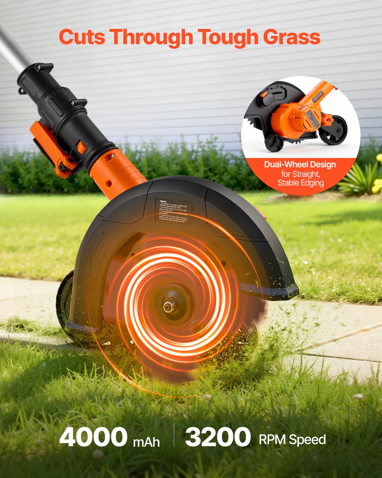 VEVOR Lawn Edger Battery Powered Cordless Edger Lawn Tool 8.8-inch Blade Length
