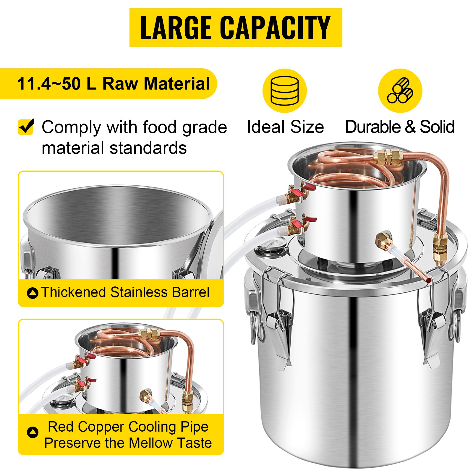 VEVOR 3/5/8/13.2 Gal Moonshine Still Water Wine Alcohol Distiller Brewing Kit