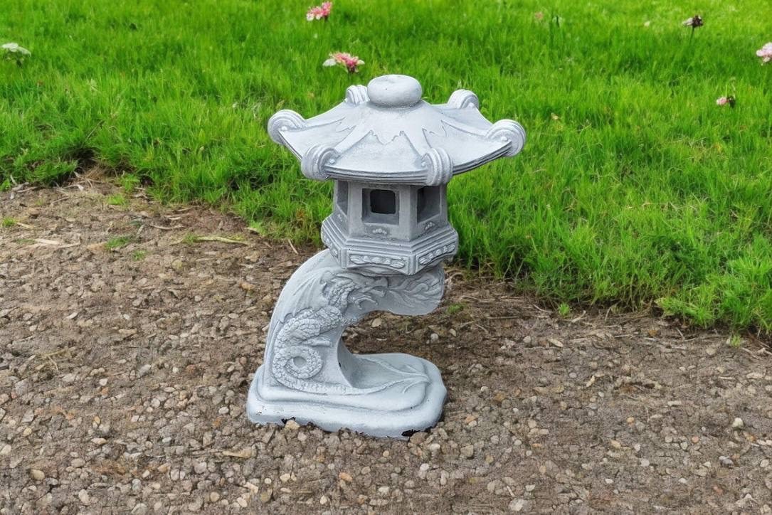 Concrete Japanese Lantern Garden Statue Outdoor Zen Decor Pagoda Sculpture