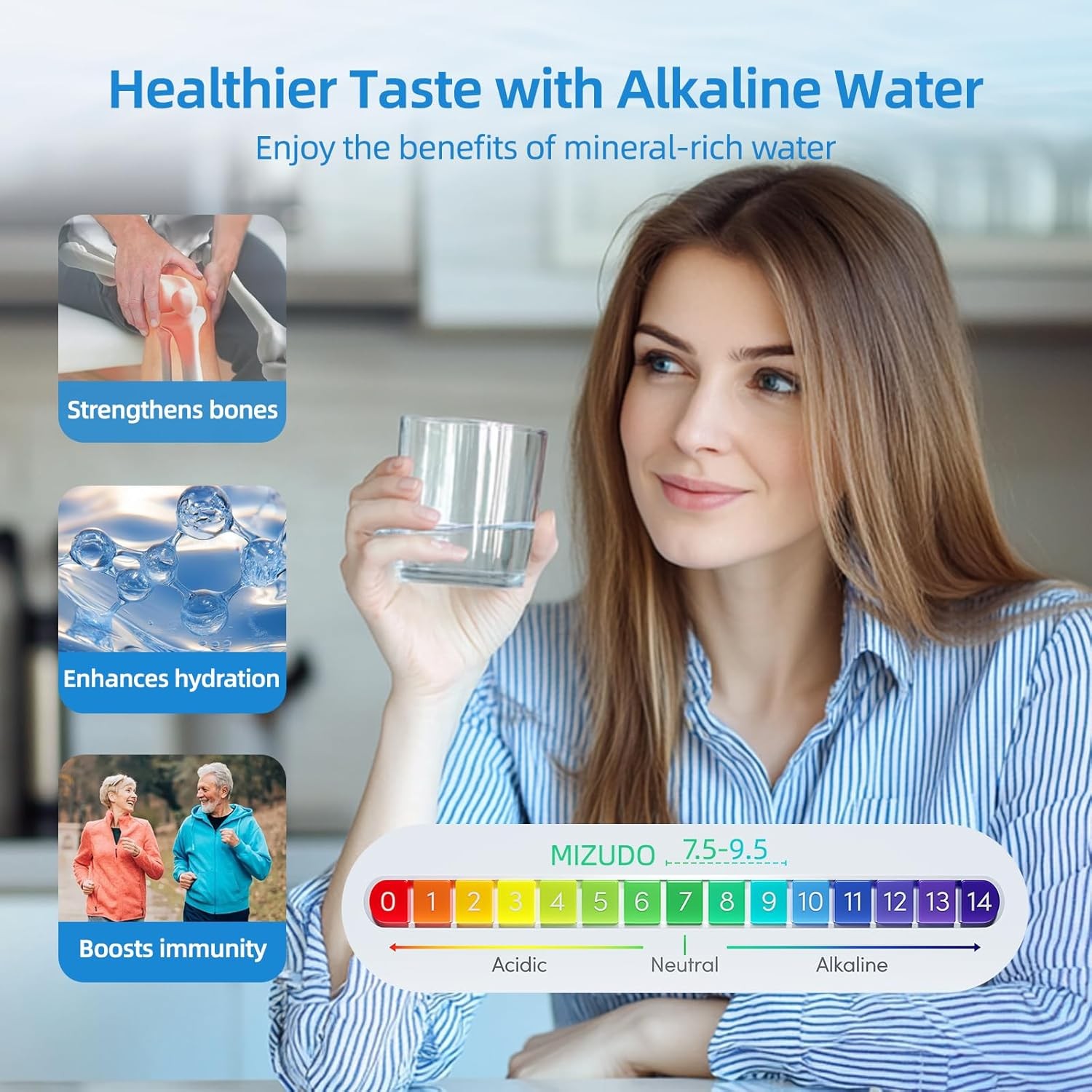12 Months Remineralization Filter, 1/4″ Quick Connect Alkaline Filter for RO