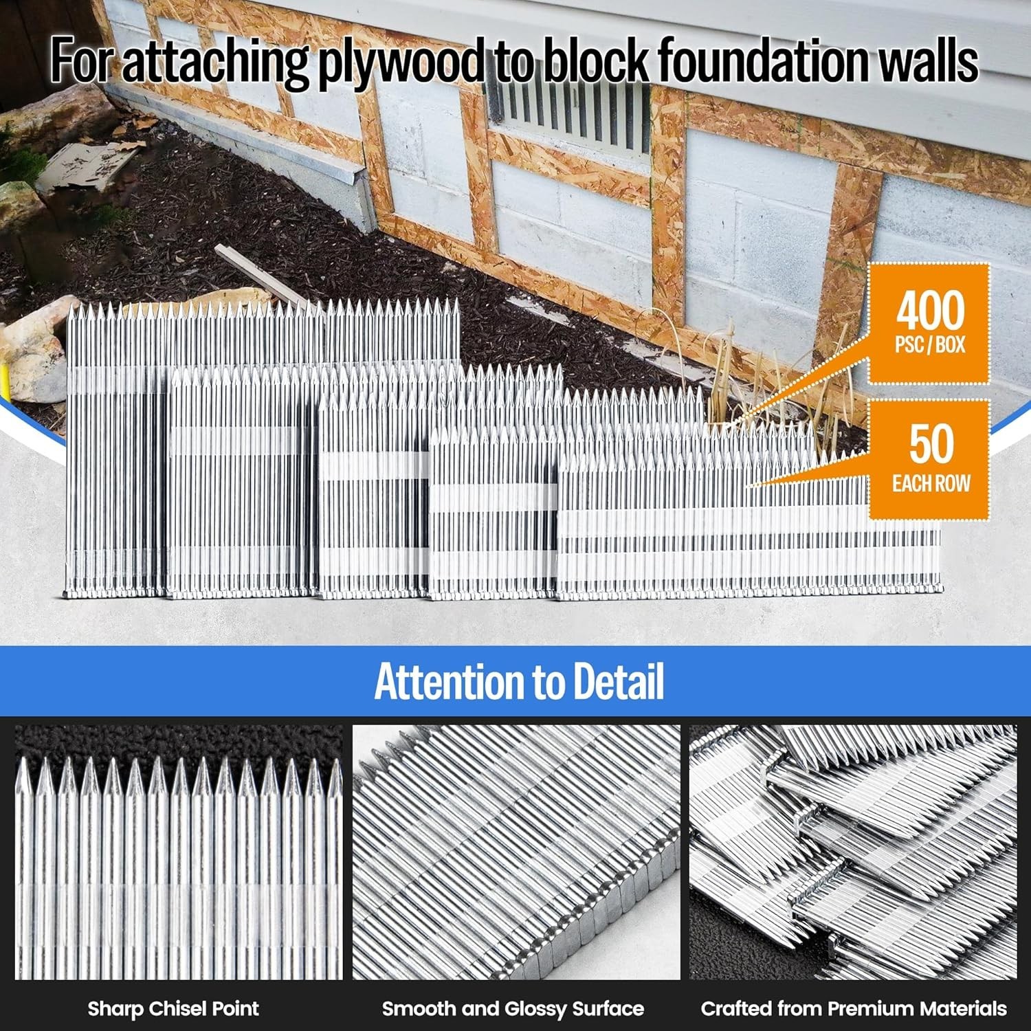 meite 14 Gauge Concrete T Nails 1-1/2″ (38 mm) Length Galvanized Glue Collated