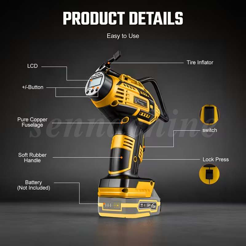 Car Air Tire Pump Inflator Compressor LED Digital Electric Portable 980kPa 20V