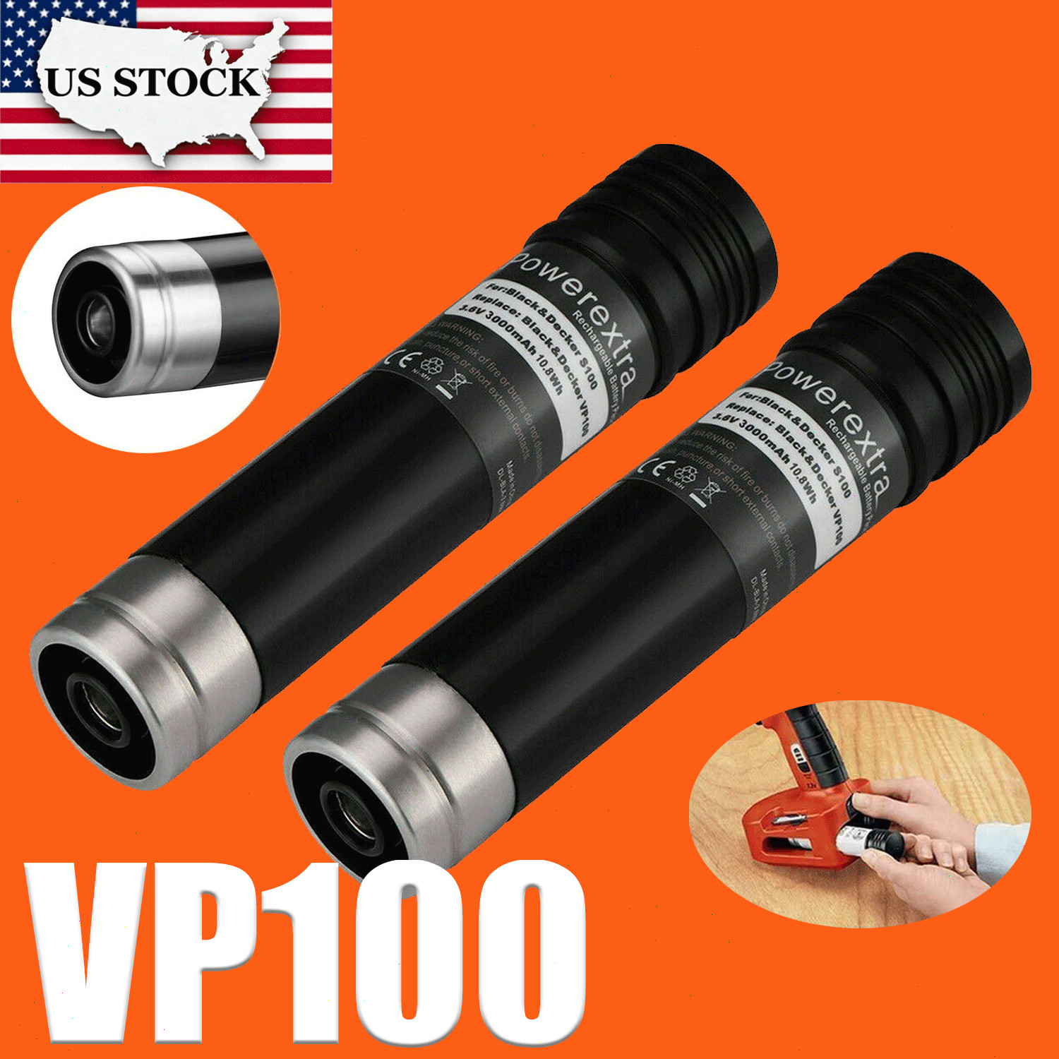 2Pack For Black Decker 3.6V 3.6Ah Battery Versapak Gold VP100 VP105 VP110 US