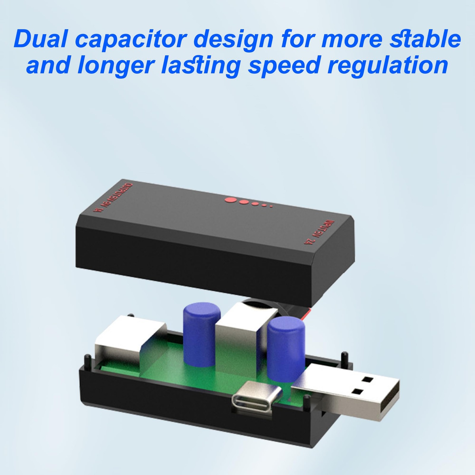 MEIRIYFA USB Fan Governor – Stepless Speed Control Regulator 5V 2A Type Black