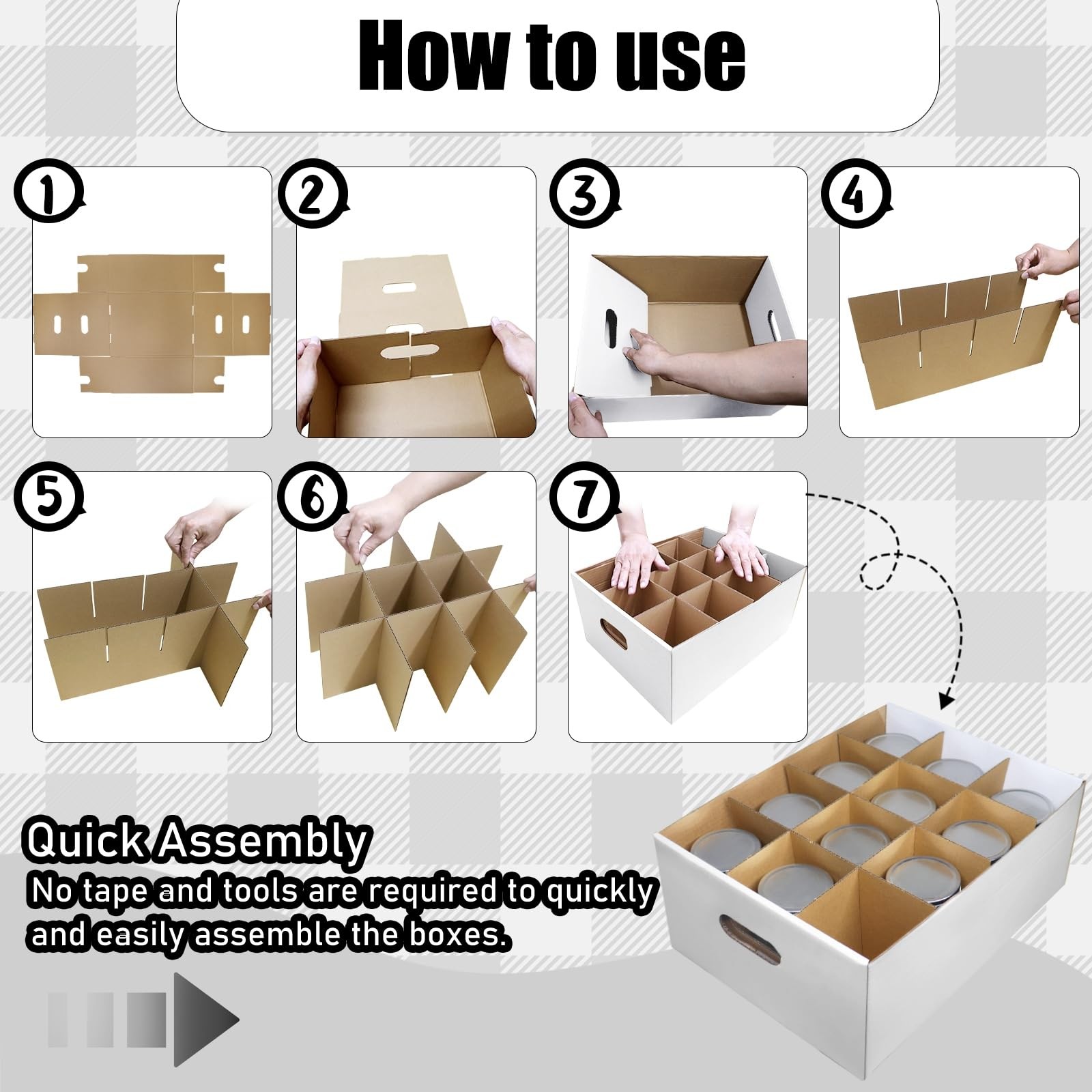 6 Pieces Mason Jar Storage Box for Quart Size Canning, Cardboard Organizer Ho
