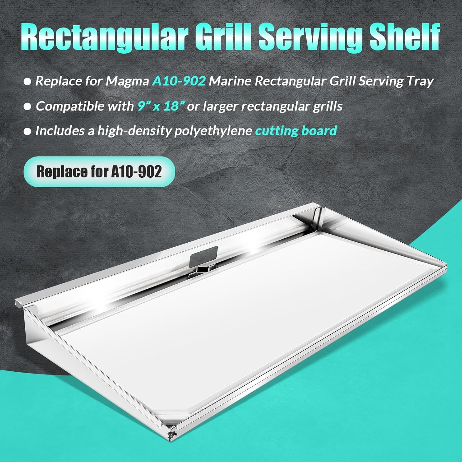 A10-902 Rectangular Grill Serving Shelf w/ Removable Cutting Board for 9” x 18″
