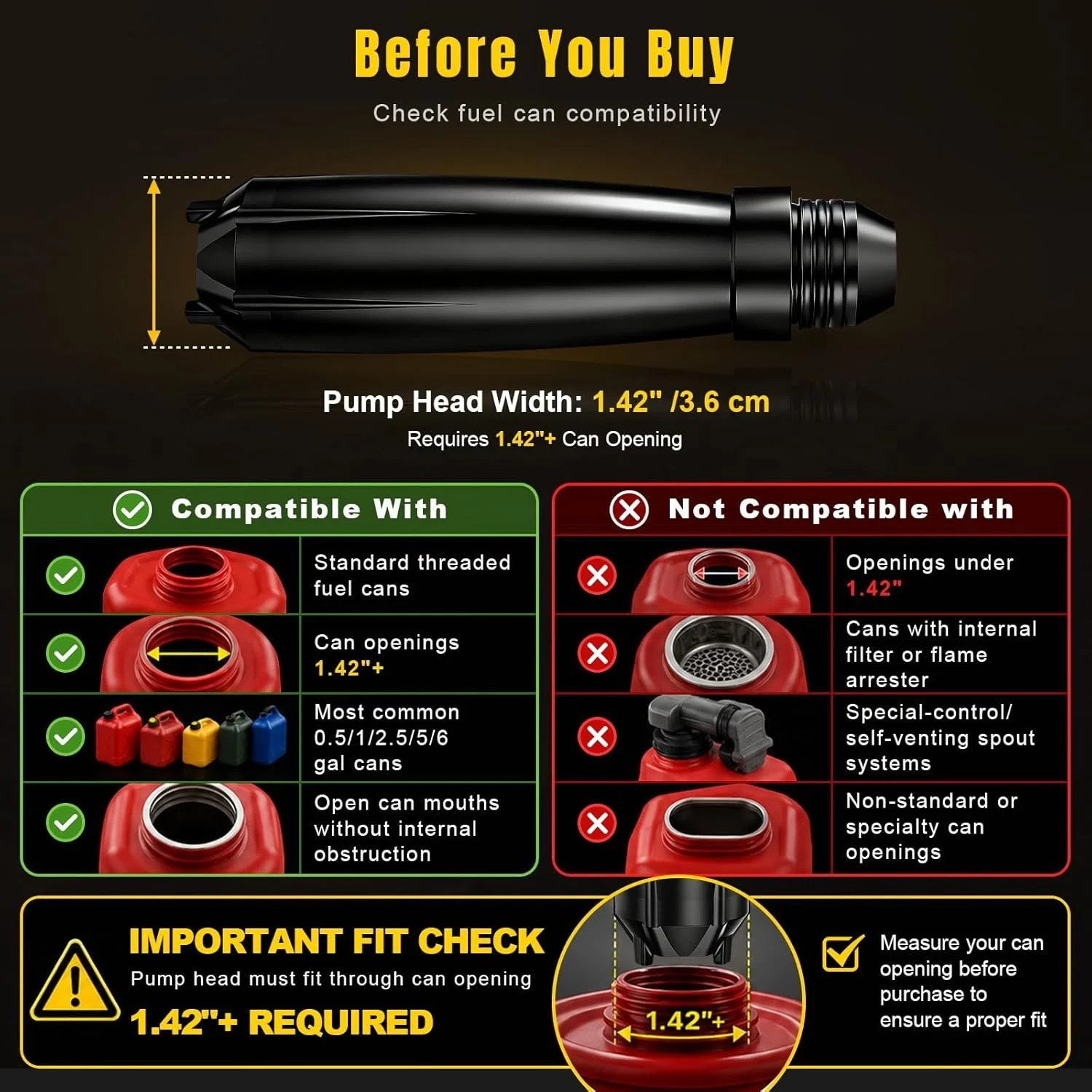 Fuel Transfer Pump for Dewalt 20V Batteries, Cordless 3.7 GPM Flow | Gas Can Pum