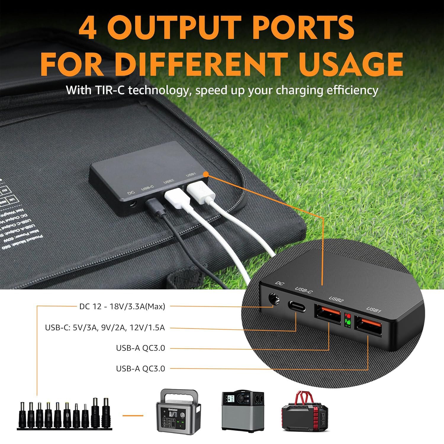 300W Portable Power Station Backup Battery Solar Generator with 60W Solar Panel