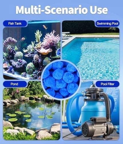 3.5 lbs Pool Filter Balls for Sand Pump, Reusable Blue Pool Filter Media Balls R