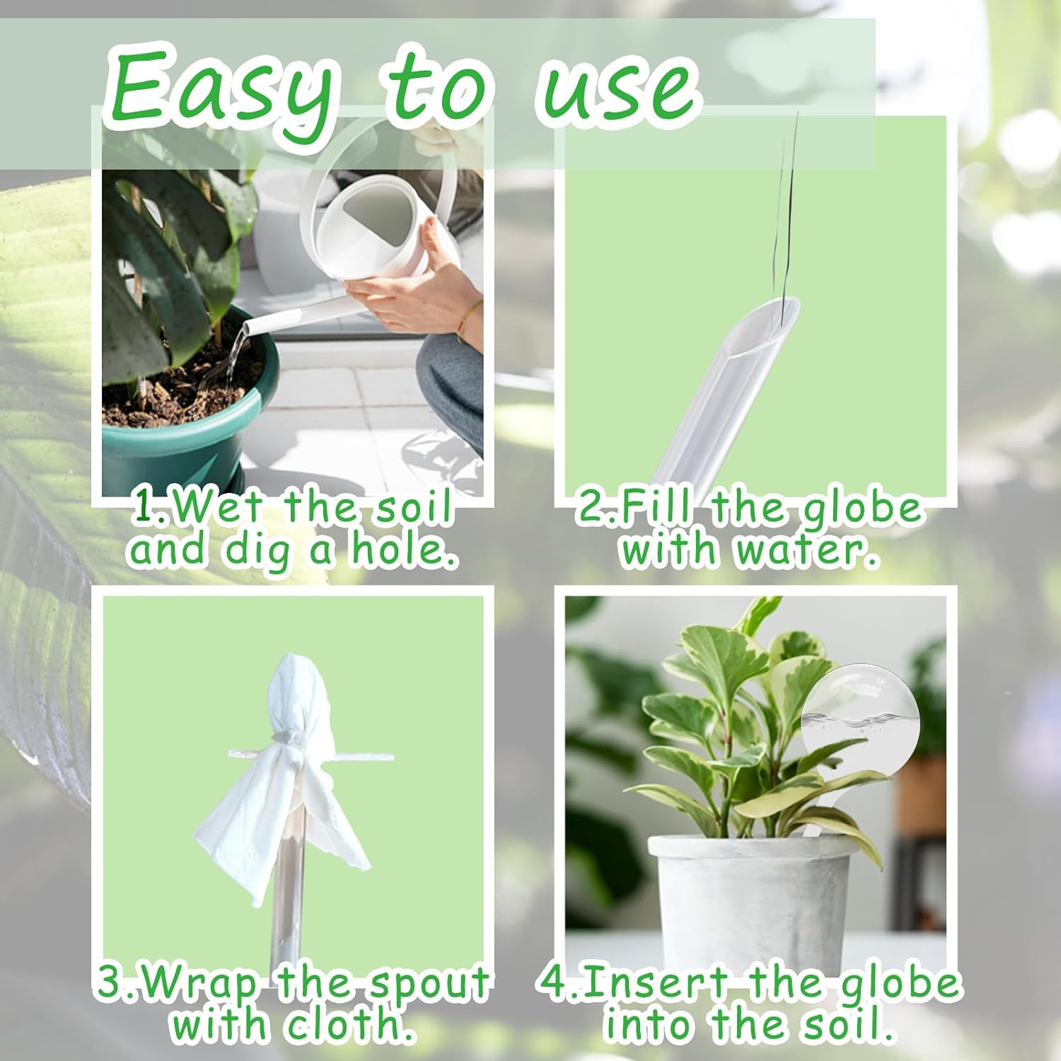 12 PCS Large Plastic Self-Watering Bulbs,Clear Watering Globes,Plant Watering Gl