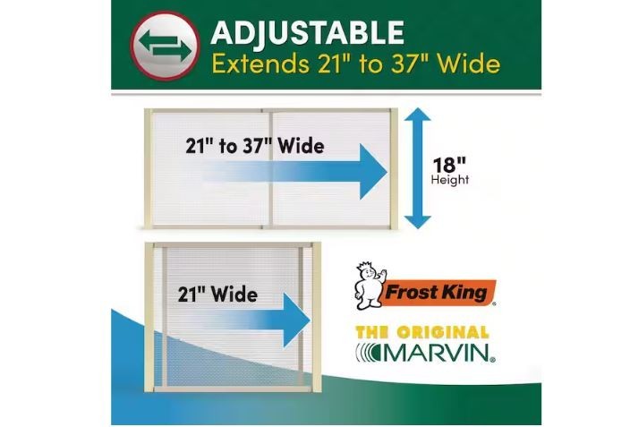21 – 37 In. W X 18 In. H Clear Wood Frame Adjustable Window Screen