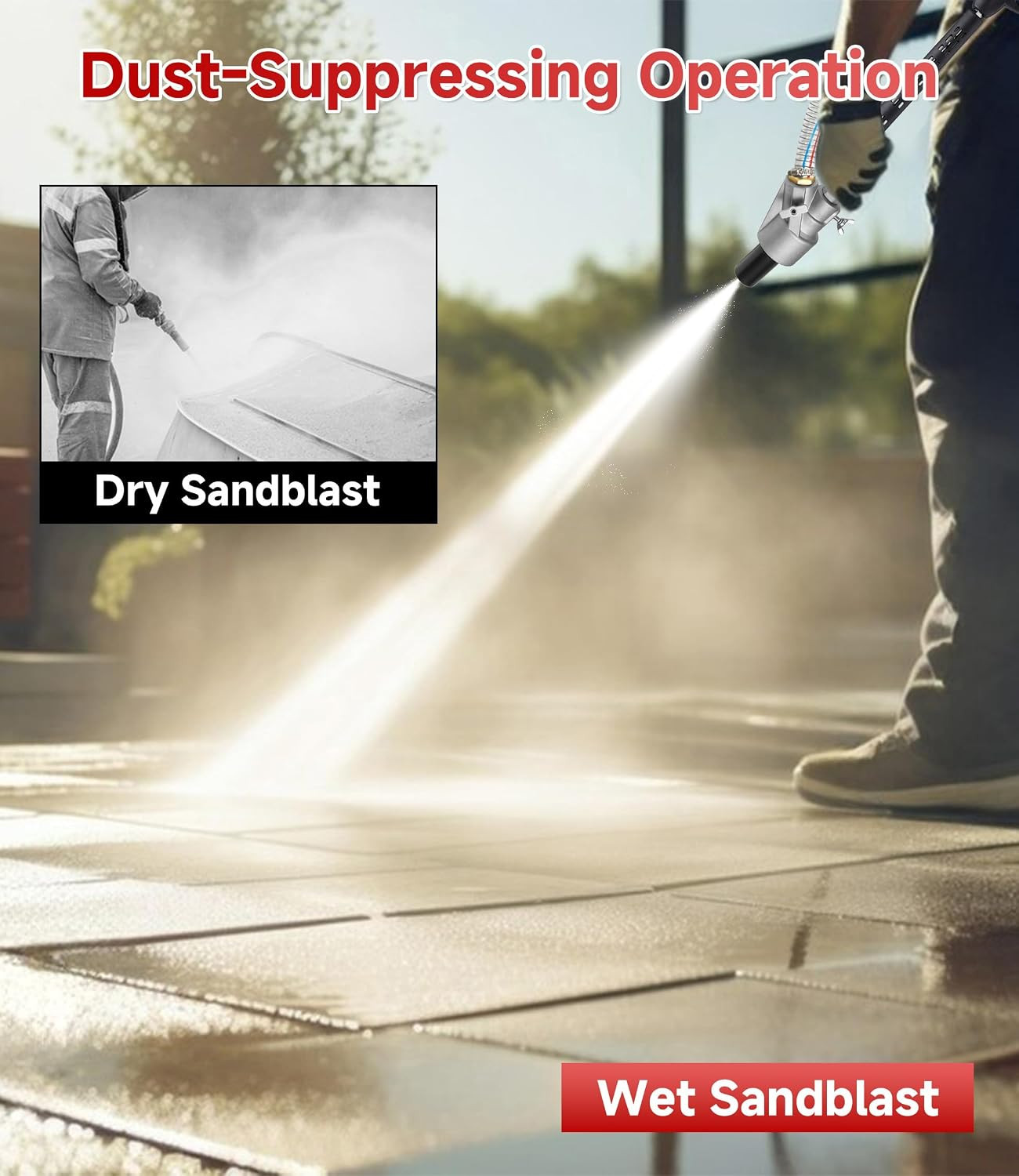 Pressure Washer Sandblasting Kit, 1/4” Quick Connect, 5000 PSI | Wet Sand Blast