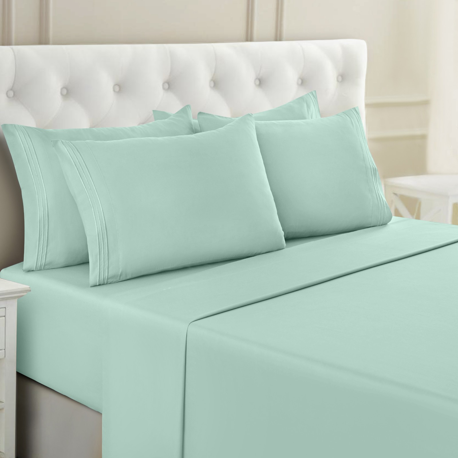 1800 Series 6 Piece Bed Sheet Set Soft Deep Pocket Twin King Queen Full Sheets