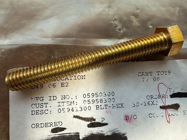 Ariens/ Gravely Part # 05958300 Hex Bolt .38 – 16 X 3.00 GR5 FTH YZ
